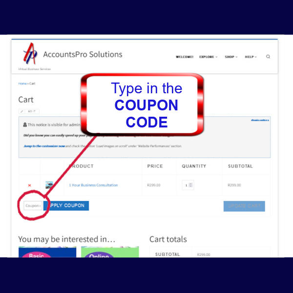 Type In the Coupon Code